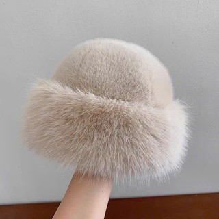 Mũ Lông Kiểu Mông Cổ Bằng Lông Giả Dày Dặn, Mũ Len Màu Trơn Chống Lạnh Bảo Vệ Cho Nữ