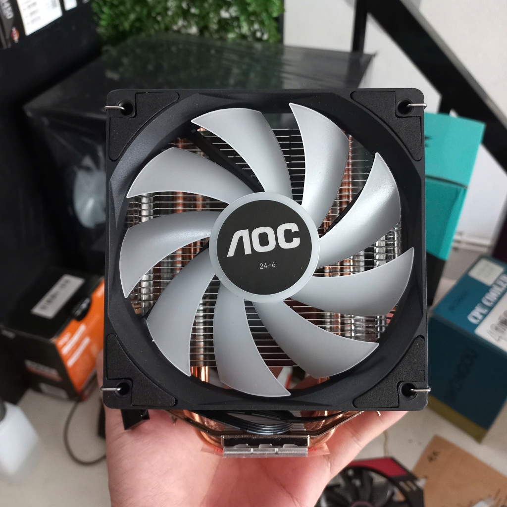 Quạt tản nhiệt CPU, Tản khí AOC 4 Ống Đồng Fan 12cm Led RGB Socket LGA ...