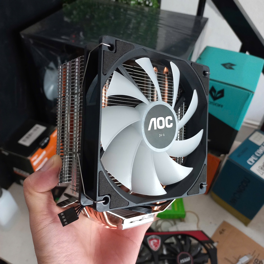 Quạt tản nhiệt CPU, Tản khí AOC 4 Ống Đồng Fan 12cm Led RGB Socket LGA ...