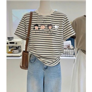 Áo thun nữ kẻ sọc ngắn tay in hình ALICEVN1990, Áo thun Cotton nữ sọc ngang, chất Cotton dày dặn in hình ngộ nghĩnh