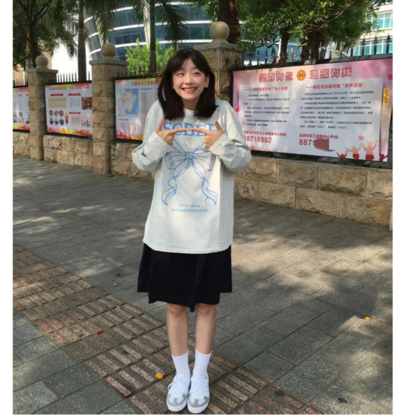 Áo thun tay dài cổ tròn nữ In hình dể thương JULY,Áo thun nữ dáng rộng in hình chất xược cotton, thun giấy
