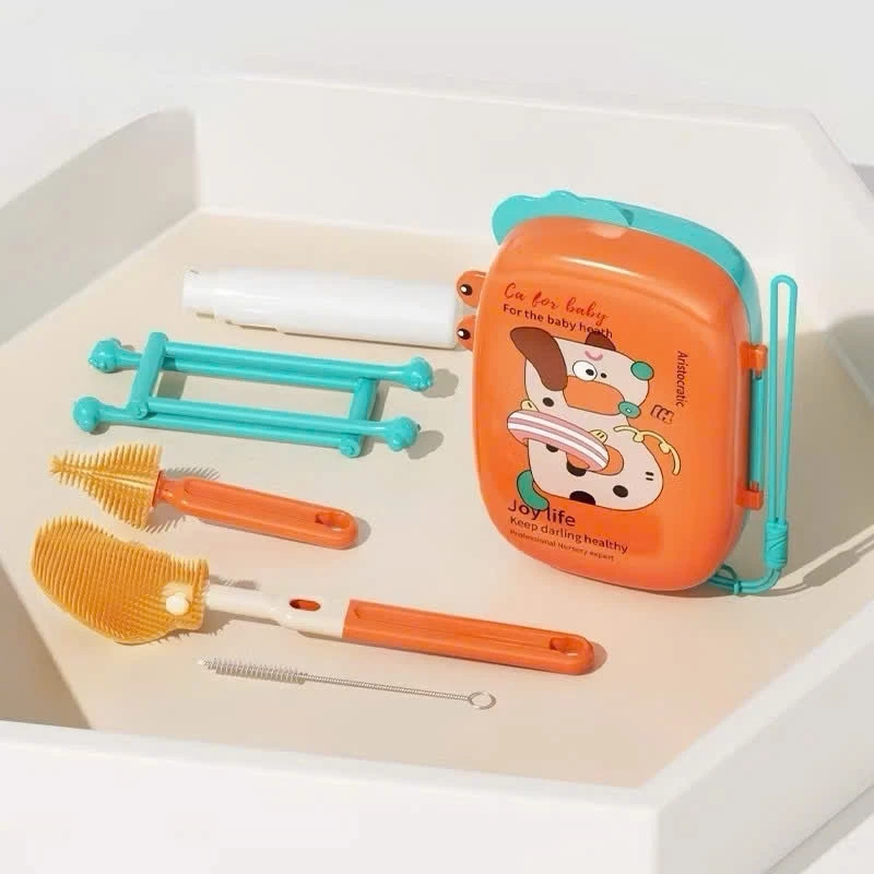 Bộ Hộp Cọ Rửa Bình Sữa Gấp Gọn Cho Bé Joy Life Di Động 6 Chi Tiết Vừa Cọ Bình Úp Bình Tiện Lợi Nhỏ G