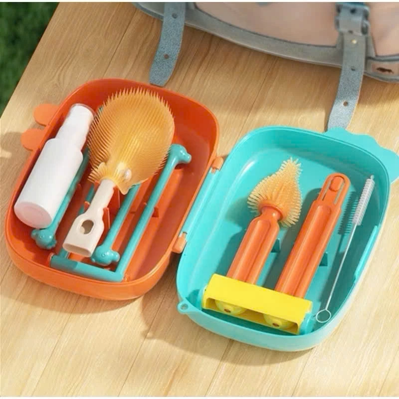 Bộ Hộp Cọ Rửa Bình Sữa Gấp Gọn Cho Bé Joy Life Di Động 6 Chi Tiết Vừa Cọ Bình Úp Bình Tiện Lợi Nhỏ G