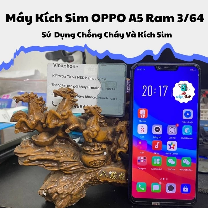 Máy Kích Sim Sim OPPO A5,Máy Cũ Full Chức Năng,Làm Máy Kích Sim Mạng 3G,4G.Nhận Sóng Nhanh