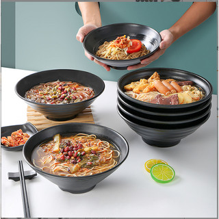 Bát Melamine đen 20 & 22.cm ,Bát Ăn Mỳ Ramen Tô Trộn Miến,Salad Phong Cách Hàn Nhật Trung