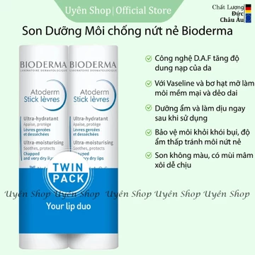 Son thỏi Dưỡng Ẩm và làm mềm môi Bioderma, Làm Dịu bảo vệ đôi môi khỏi nứt nẻ, Khô Hanh thỏi 4g
