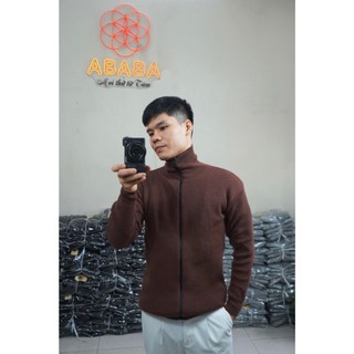 Áo len nam kéo khóa cổ cao ABABA Zip Cardigan len dệt kim Cao cấp Dáng Regular Fit 55-110kg -Lo-KK