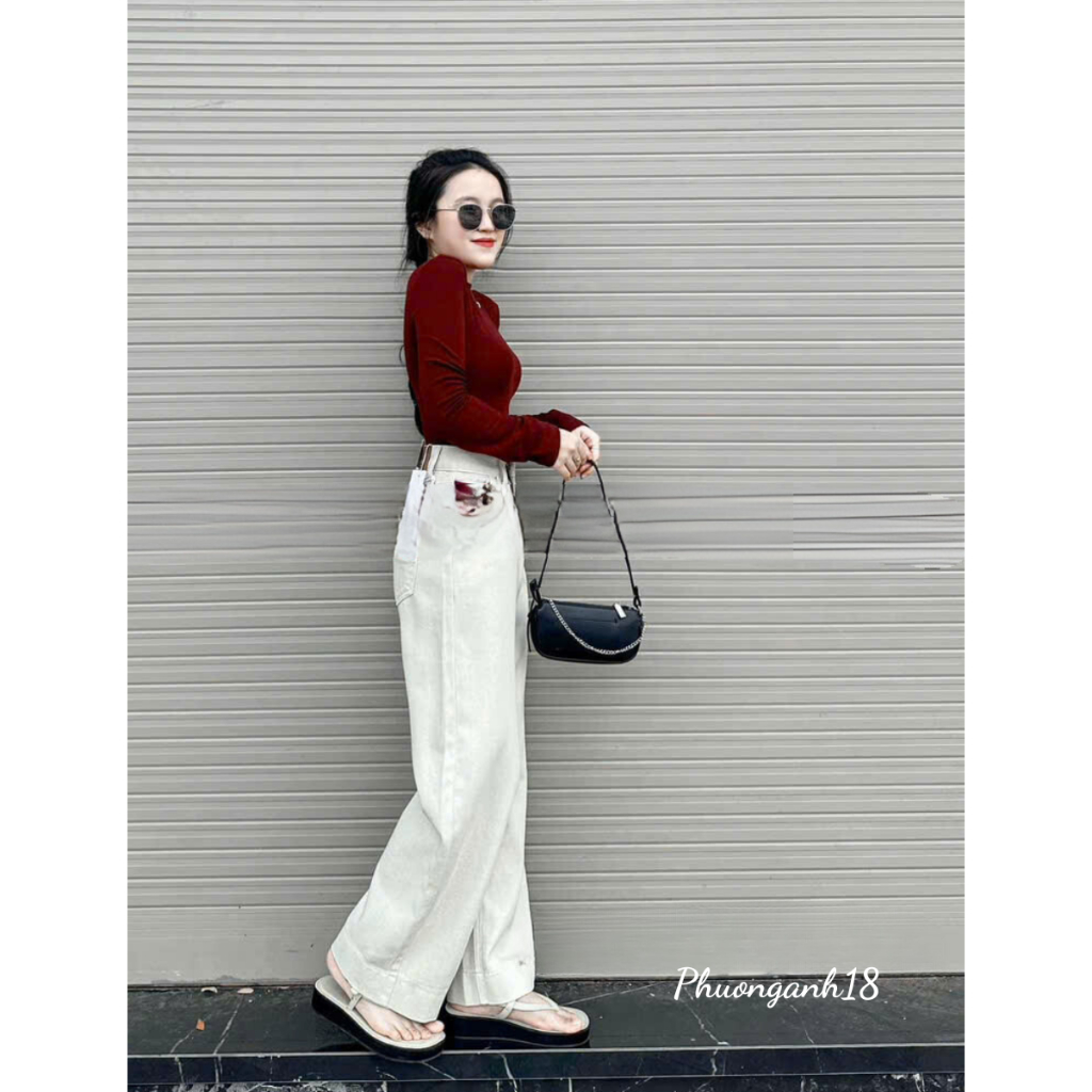 Quần jean ống xuông hàng quảng châu phong cách hàn quốc