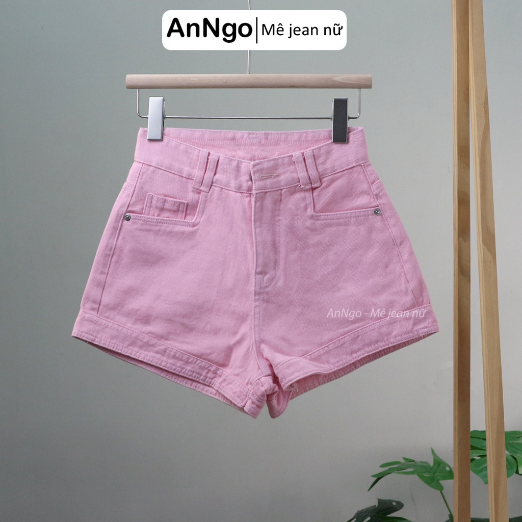 (Có big size) Quần short jean nữ bo lai chất jean denim không giãn mềm mịn Anngo - AT497
