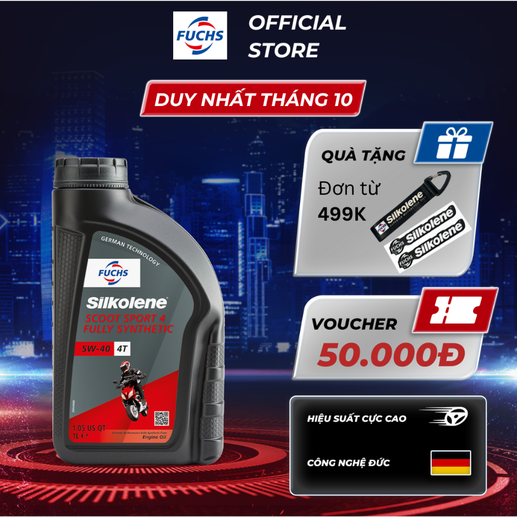 Aceite De Motor Silkolene Scoot Sport 4 5W-40 – Sintético 100% Para Scooters 4T, Envase 1 Litro
