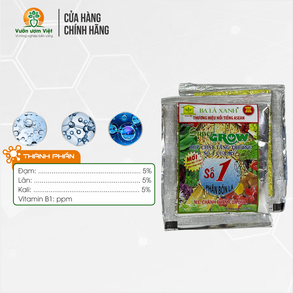 Phân bón lá Grow Số 1 kích thích sinh trưởng cao cho năng suất tốt, cây khỏe mạnh phát nhanh - 10ml