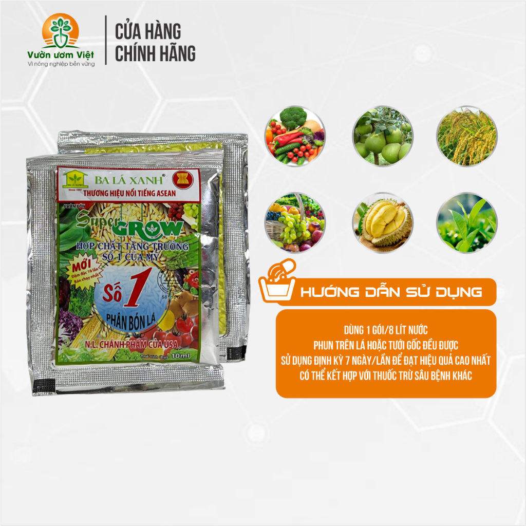 Phân bón lá Grow Số 1 kích thích sinh trưởng cao cho năng suất tốt, cây khỏe mạnh phát nhanh - 10ml