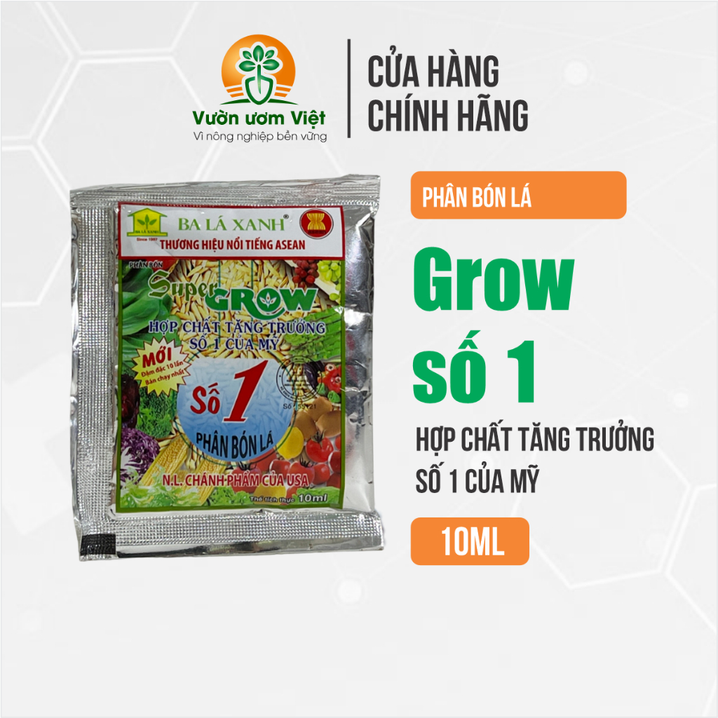 Phân bón lá Grow Số 1 kích thích sinh trưởng cao cho năng suất tốt, cây khỏe mạnh phát nhanh - 10ml