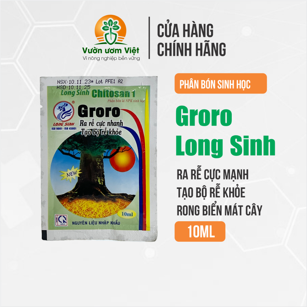 Phân bón Groro siêu kích rễ, dạng gói nhỏ tiện dụng, dùng cho tất cả các loại cây trồng - Gói 10ml