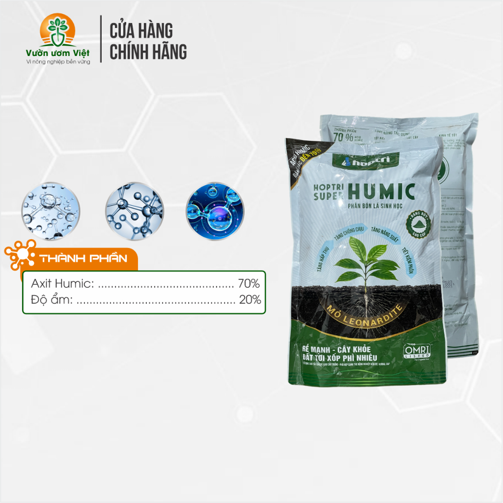 Phân bón hữu cơ Hợp Trí SUPER HUMIC - dinh dưỡng dành cho cây trồng và đất đai - 1 Kg