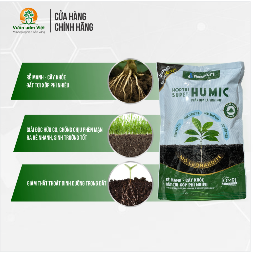 Phân bón hữu cơ Hợp Trí SUPER HUMIC - dinh dưỡng dành cho cây trồng và đất đai - 1 Kg