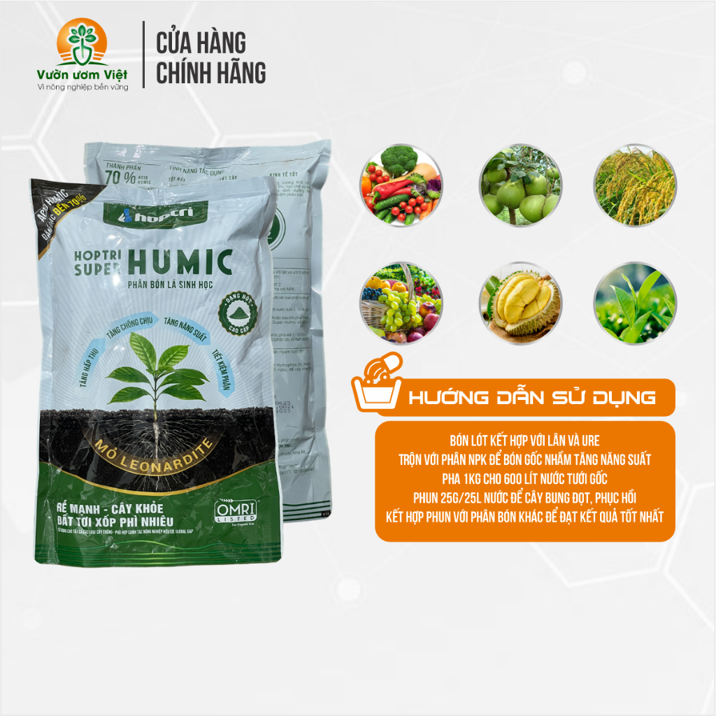 Phân bón hữu cơ Hợp Trí SUPER HUMIC - dinh dưỡng dành cho cây trồng và đất đai - 1 Kg
