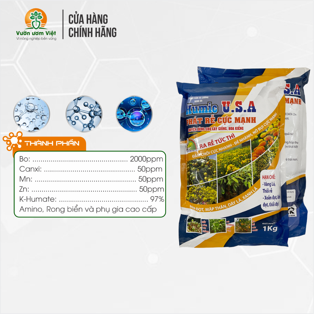 HUMIC USA - hữu cơ bổ sung vi lượng và khoáng chất, đảm bảo cho cây trồng phát triển vượt bậc - 1kg