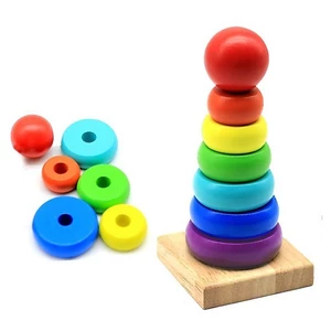 Đồ Chơi Tháp Cầu Vồng Gỗ Size Nhỏ Cho Bé Tháp Chồng Mini 7 Màu BỐ KHỦNG LONG
