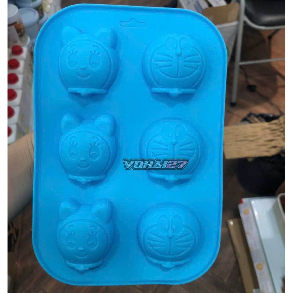 Khuôn silicon 6 hình Doraemon, Doremi Làm Thạch Rau Câu, Pudding, Chocolate Chịu Nhiệt Cao - Bộ sưu tập Doraemon