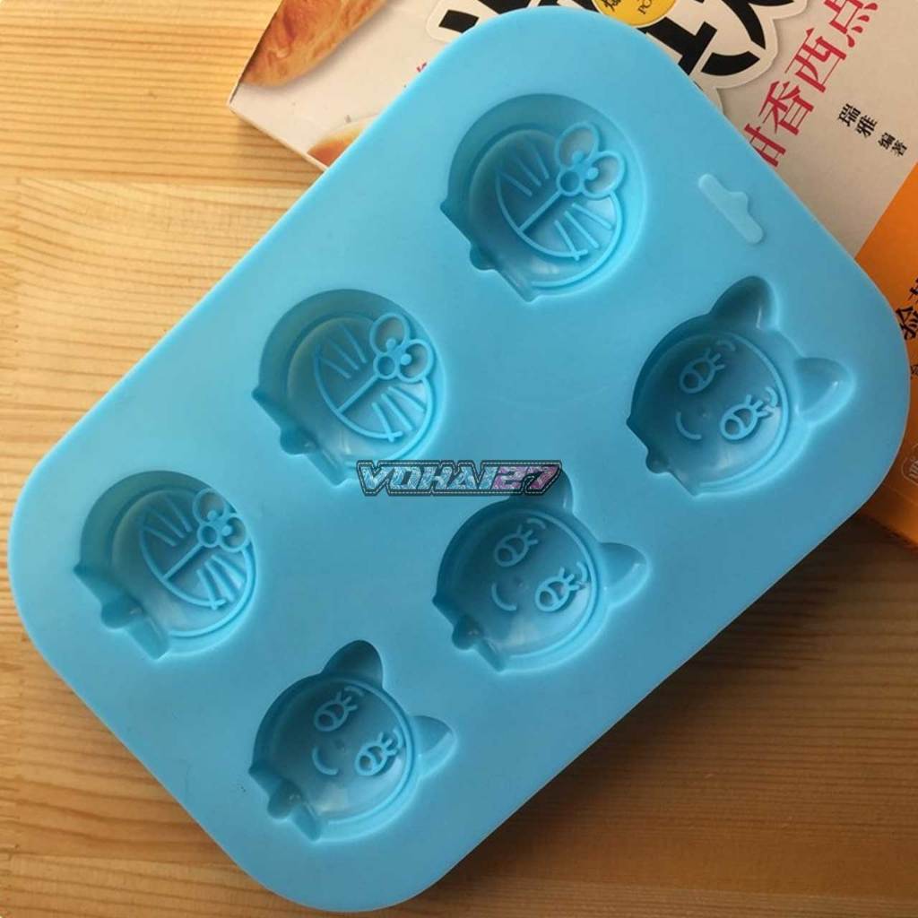 Khuôn silicon 6 hình Doraemon, Doremi Làm Thạch Rau Câu, Pudding, Chocolate Chịu Nhiệt Cao - Bộ sưu tập Doraemon