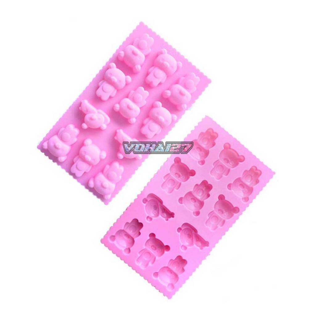 Khuôn silicon 11 ngăn hình gấu Teddy làm thạch rau câu, pudding trà sữa, kẹo dẻo cute