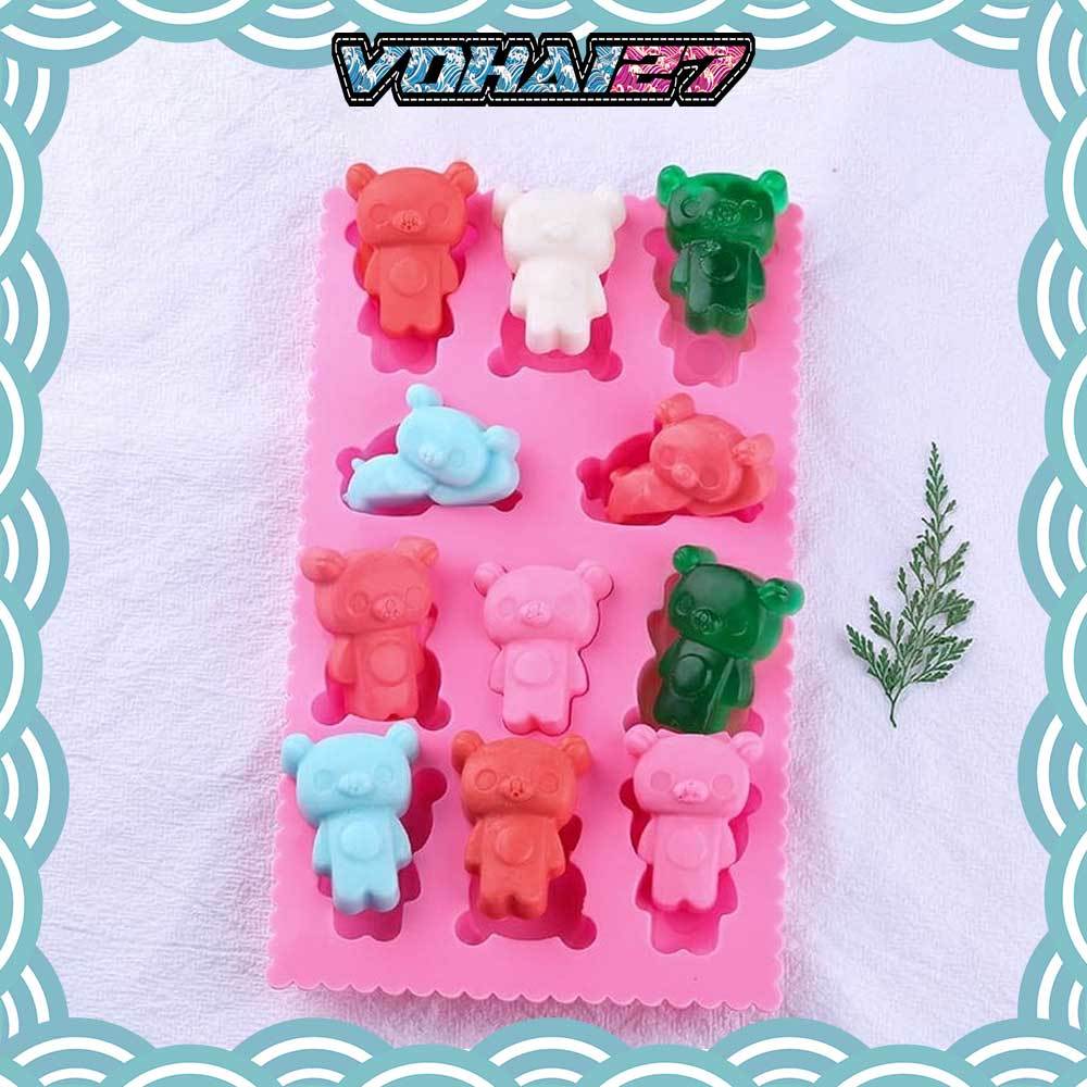 Khuôn silicon 11 ngăn hình gấu Teddy làm thạch rau câu, pudding trà sữa, kẹo dẻo cute
