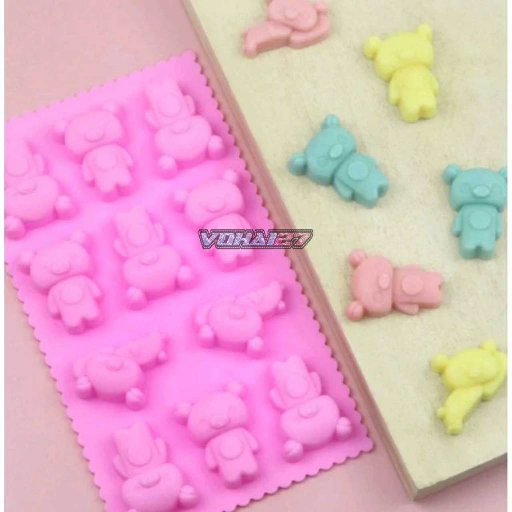 Khuôn silicon 11 ngăn hình gấu Teddy làm thạch rau câu, pudding trà sữa, kẹo dẻo cute