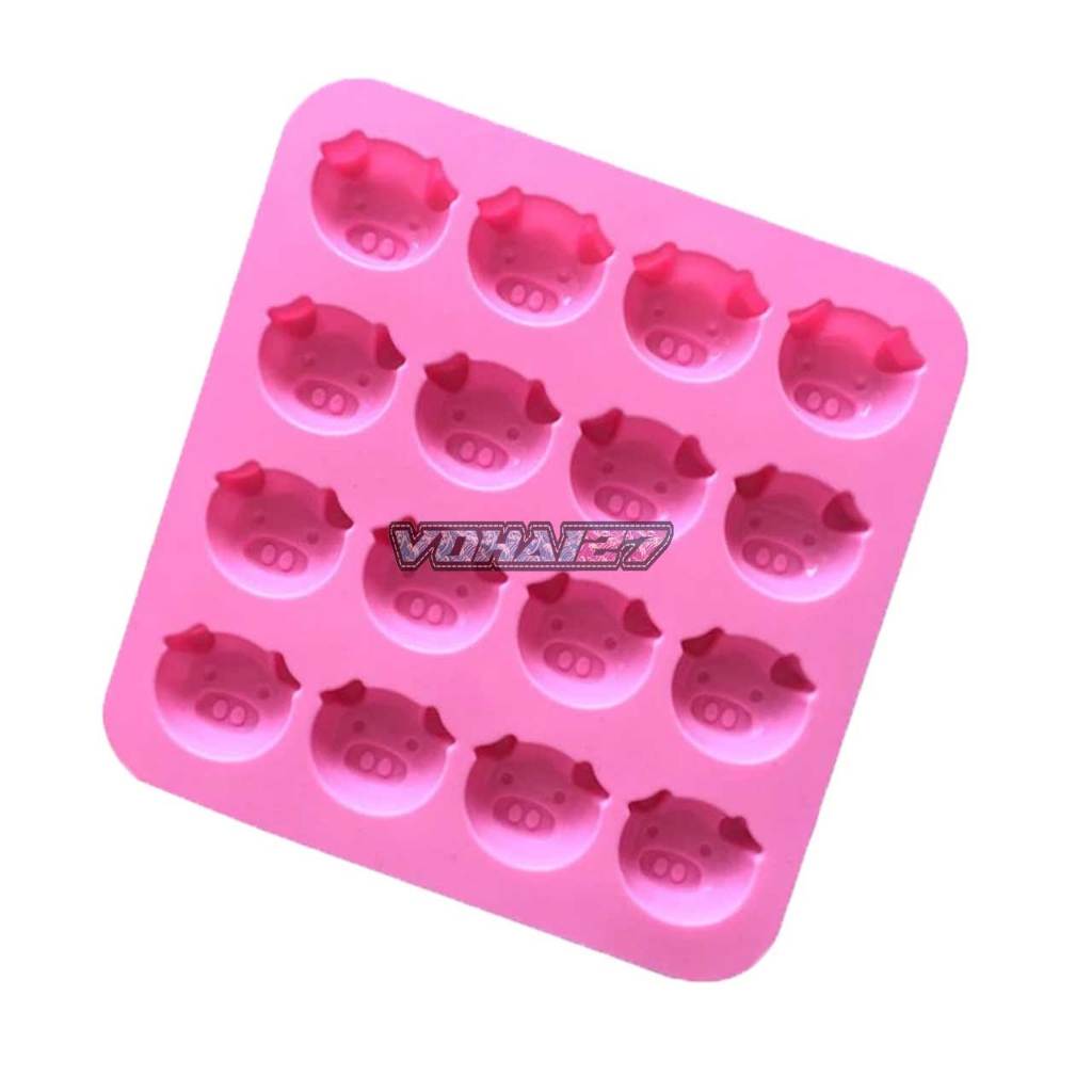 Khuôn Silicon 16 Heo Con Dễ Thương Làm Thạch Rau Câu, Pudding, Chocolate Chịu Nhiệt Cao