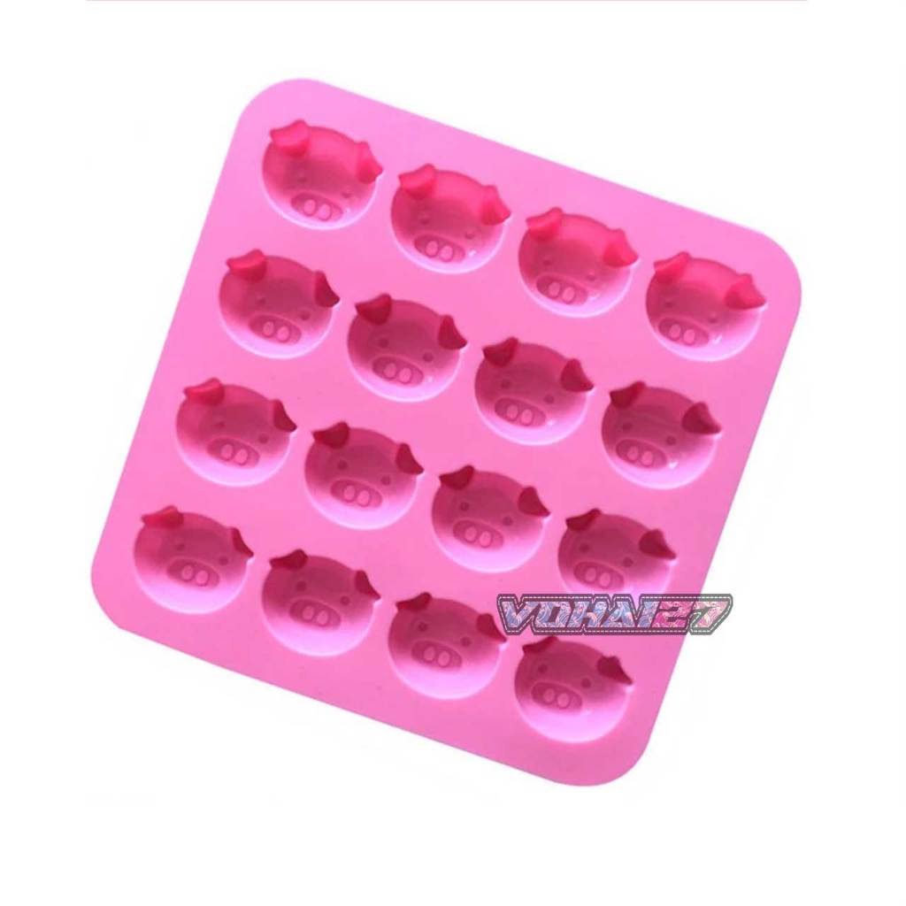 Khuôn Silicon 16 Heo Con Dễ Thương Làm Thạch Rau Câu, Pudding, Chocolate Chịu Nhiệt Cao