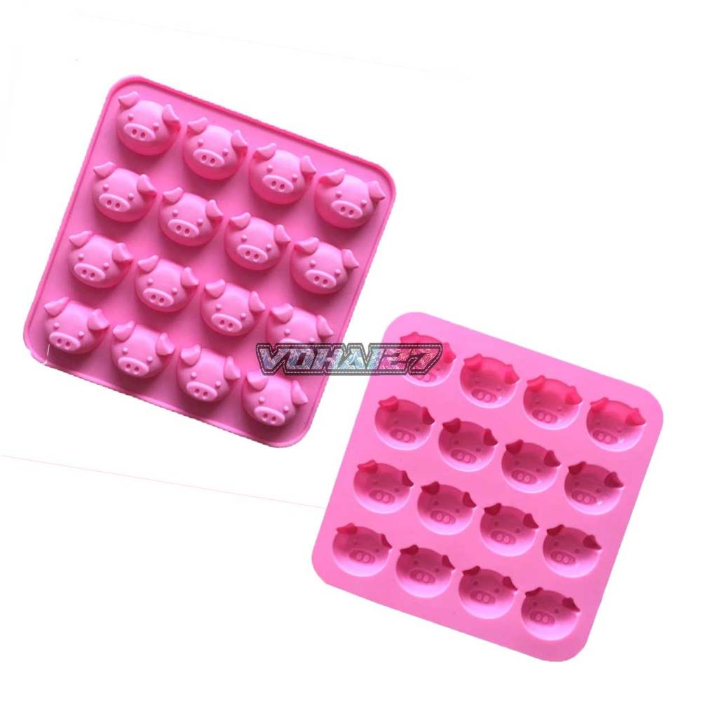 Khuôn Silicon 16 Heo Con Dễ Thương Làm Thạch Rau Câu, Pudding, Chocolate Chịu Nhiệt Cao
