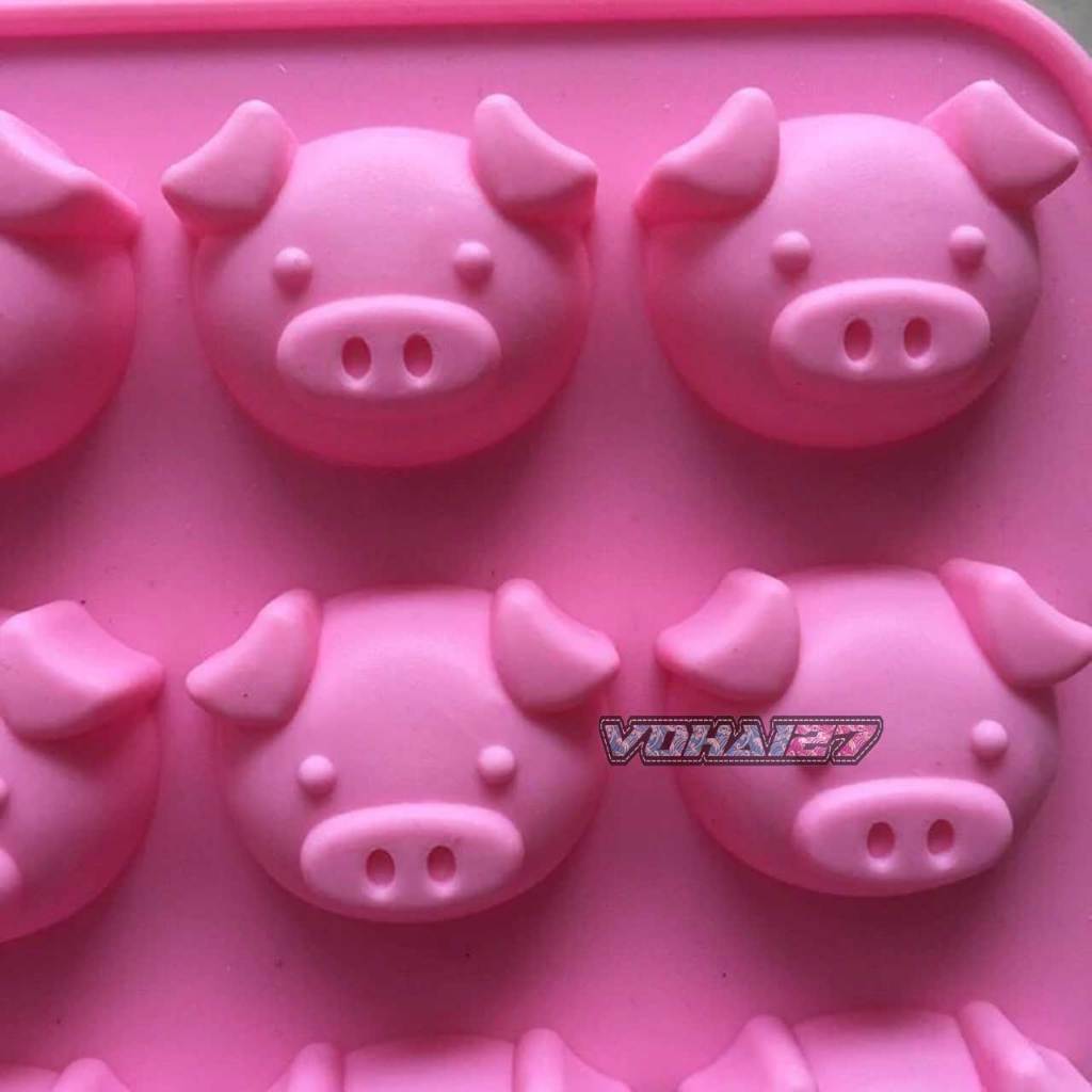 Khuôn Silicon 16 Heo Con Dễ Thương Làm Thạch Rau Câu, Pudding, Chocolate Chịu Nhiệt Cao