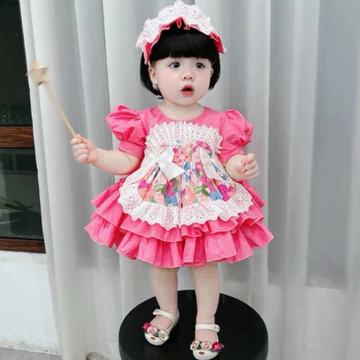 (Tặng Tuban Hoặc Bờm)Váy Công Chúa Lolita Vàng Phối Ren Cho Bé Gái 4-16 Kg,Váy Cho Bé Đầy Tháng,Snh Nhật