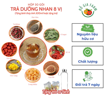 Trà dưỡng nhan 8 vị thảo mộc cao cấp dogiafarm 30 gói [Tặng bình or Tặng Trà] - Trà 8 vị trà hoa trà gạo lứt - Đẹp Dáng