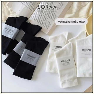 Tất cổ cao nữ cotton basic trơn - Loraa Shop