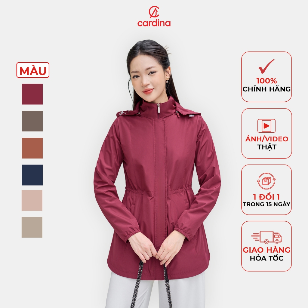 Ảnh Áo khoác jacket nữ An Lành CARDINA chất liệu gió tráng nhựa 50D cản gió cản nước kiểu dáng trẻ trung 4JKF02 1