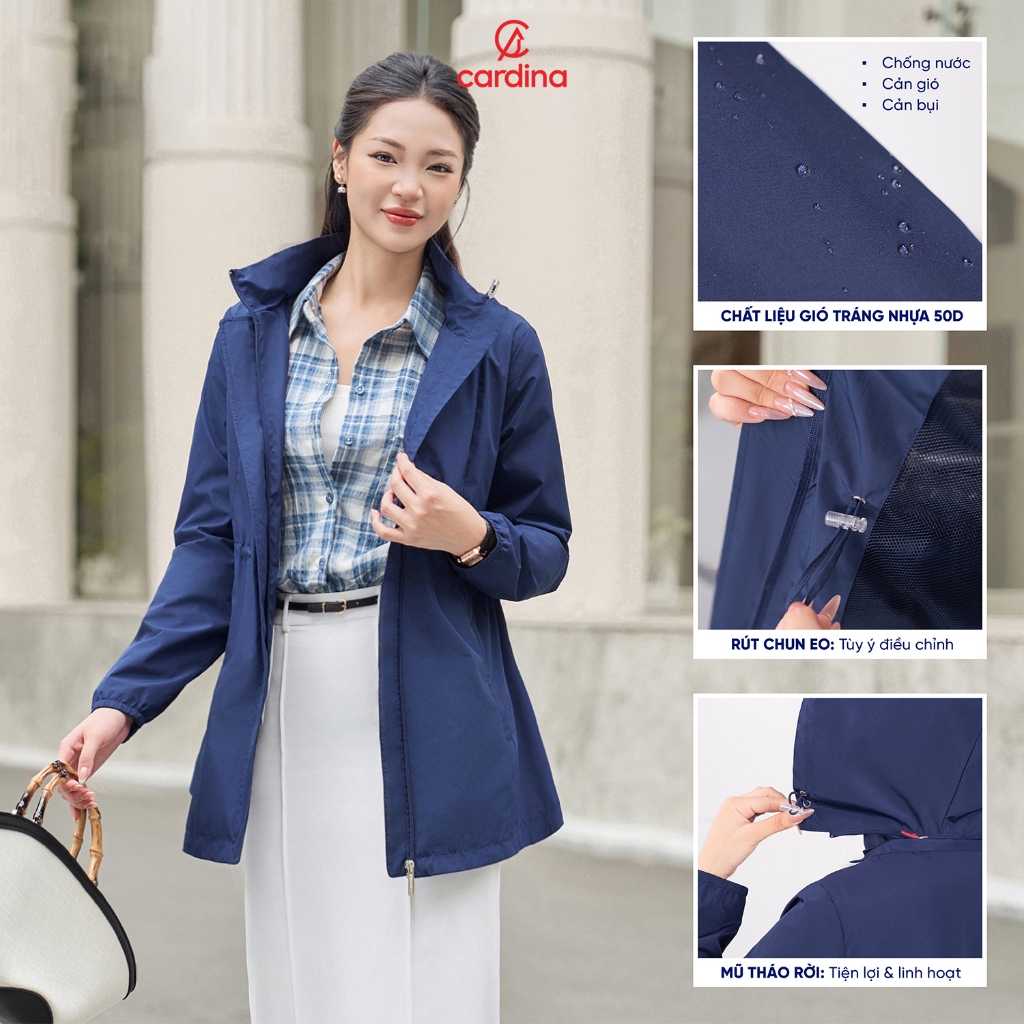 Ảnh Áo khoác jacket nữ An Lành CARDINA chất liệu gió tráng nhựa 50D cản gió cản nước kiểu dáng trẻ trung 4JKF02 2