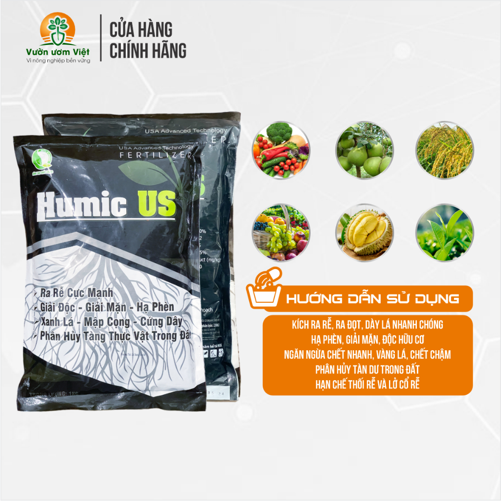 Phân bón HUMIC US bổ sung khoáng chất, phương pháp thay thế phân bón hóa học hiệu quả - 1kg