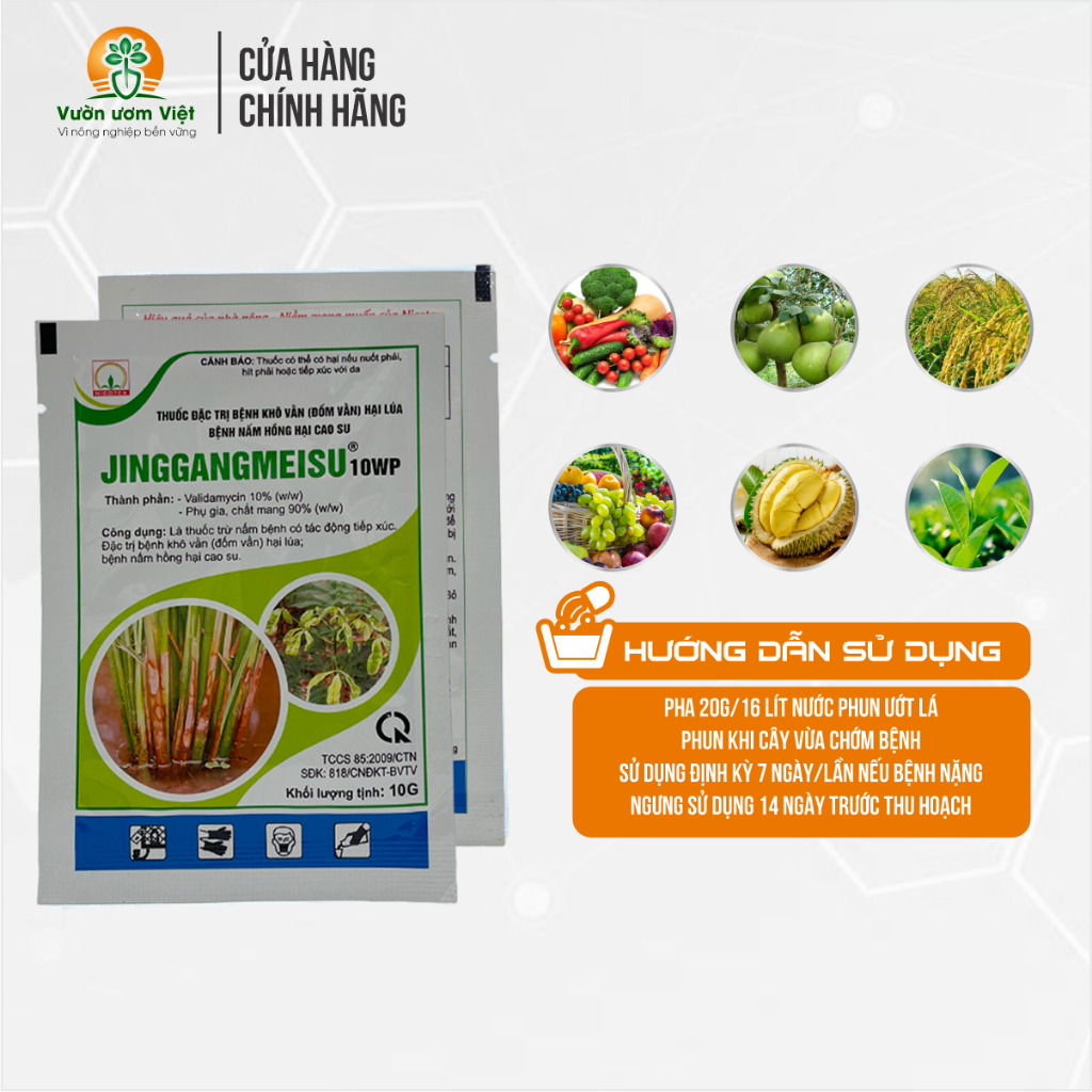 Thuốc trừ bệnh cây trồng Jinggangmeisu 10WP trị nấm hồng và nấm bệnh phổ rộng - Gói 10gr