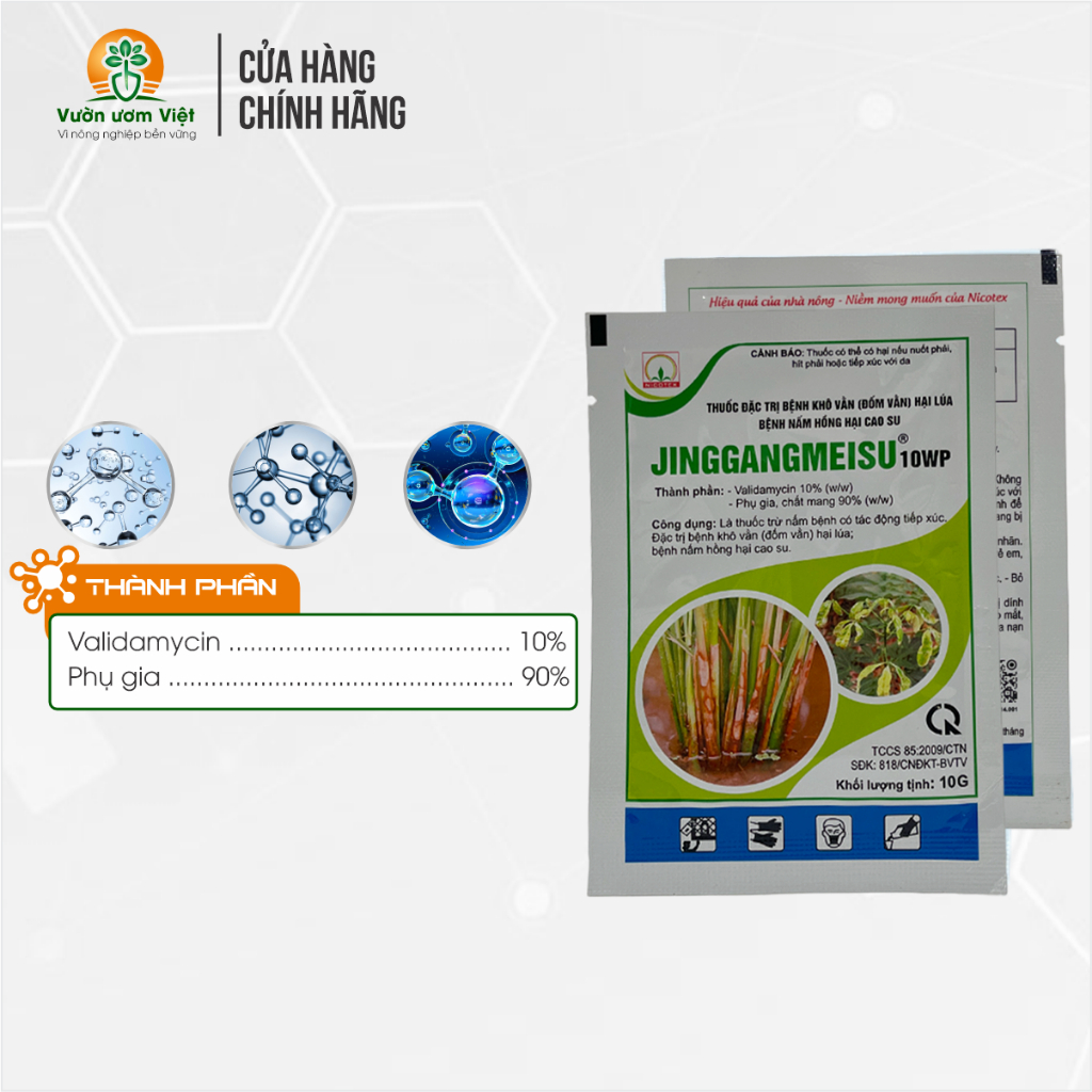 Thuốc trừ bệnh cây trồng Jinggangmeisu 10WP trị nấm hồng và nấm bệnh phổ rộng - Gói 10gr