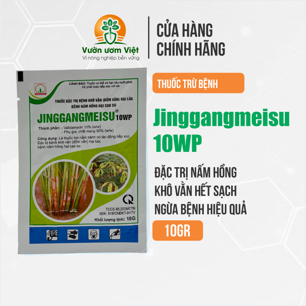 Thuốc trừ bệnh cây trồng Jinggangmeisu 10WP trị nấm hồng và nấm bệnh phổ rộng - Gói 10gr