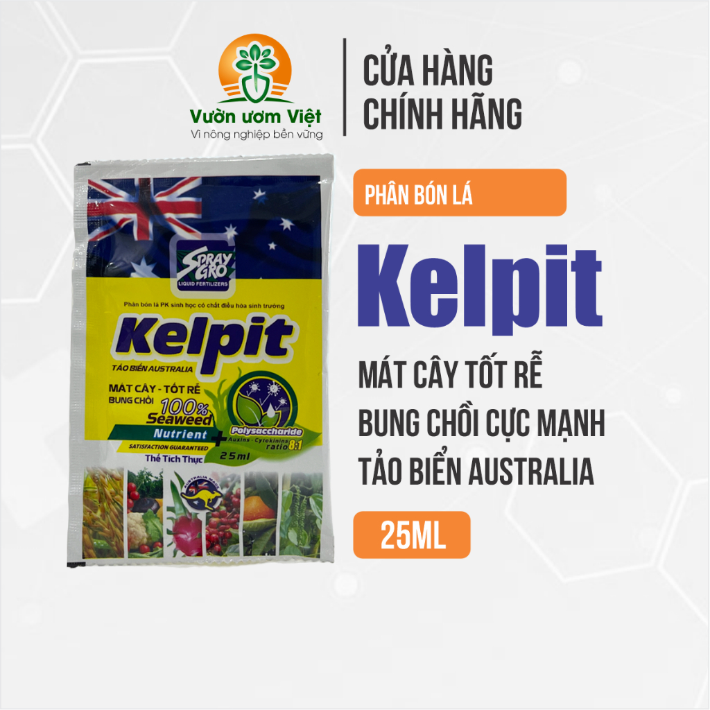 Phân bón Kelpit chiết suất Rong biển từ Úc kích sinh trưởng, Tốt cây - Mát Rễ - Gói 25ml