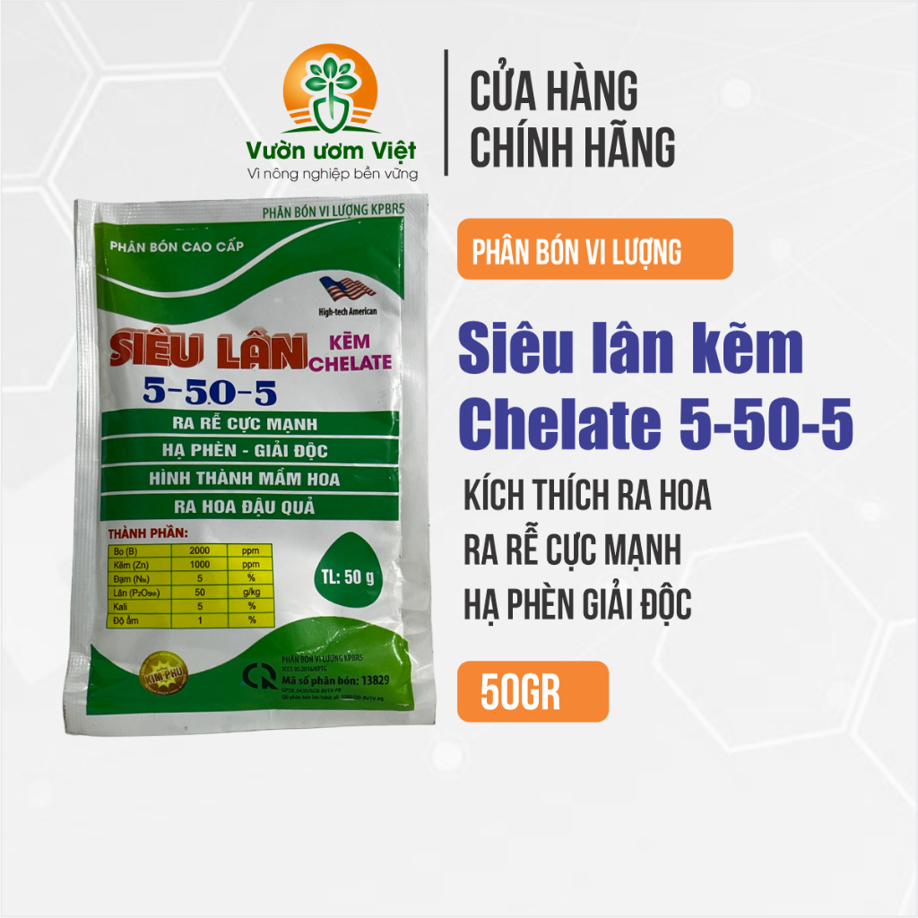 Phân bón SIÊU LÂN KẼM bổ sung chelate, kích thích ra hoa, ra rễ cực mạnh, bổ sung vi lượng - 50gr