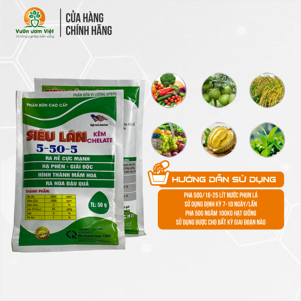 Phân bón SIÊU LÂN KẼM bổ sung chelate, kích thích ra hoa, ra rễ cực mạnh, bổ sung vi lượng - 50gr