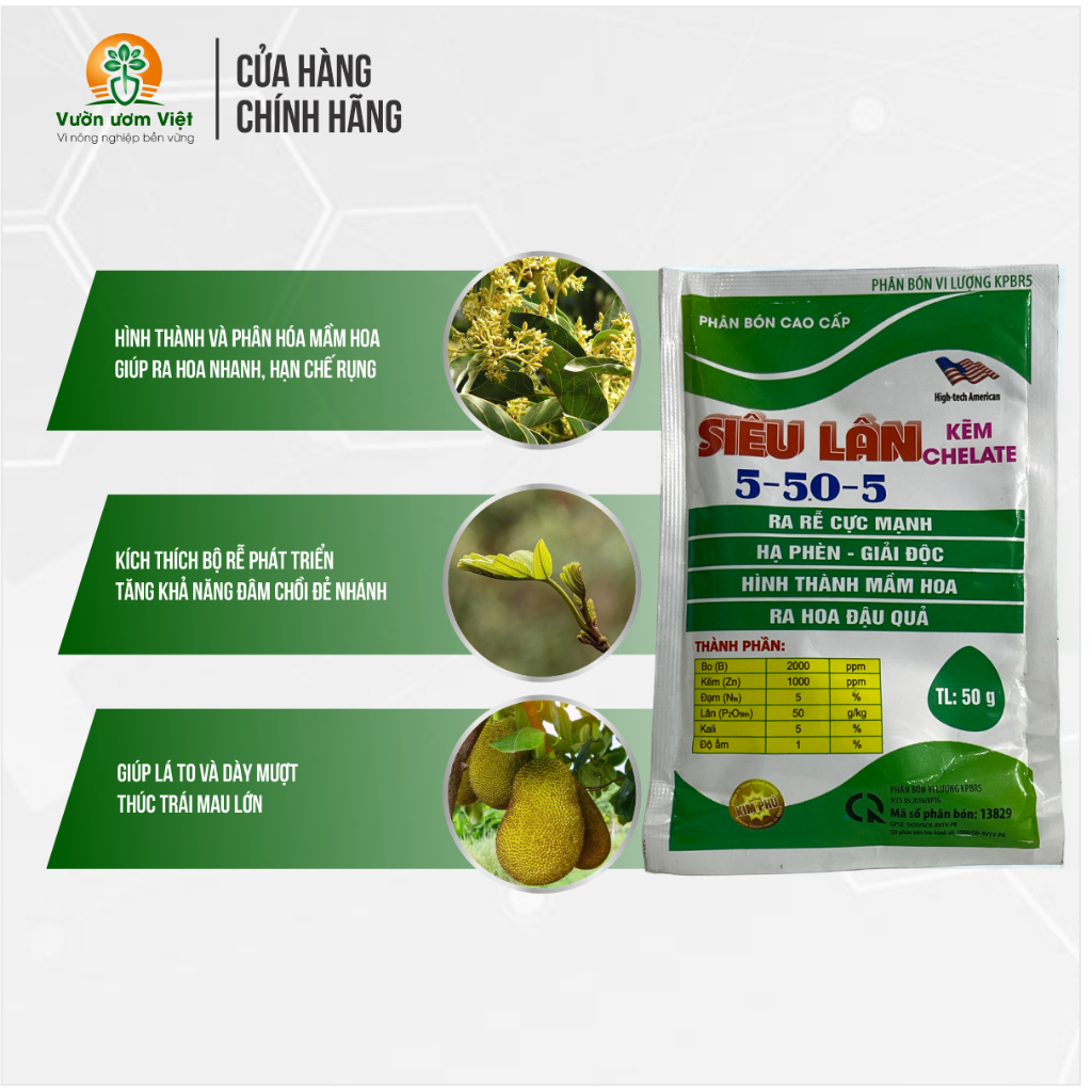 Phân bón SIÊU LÂN KẼM bổ sung chelate, kích thích ra hoa, ra rễ cực mạnh, bổ sung vi lượng - 50gr