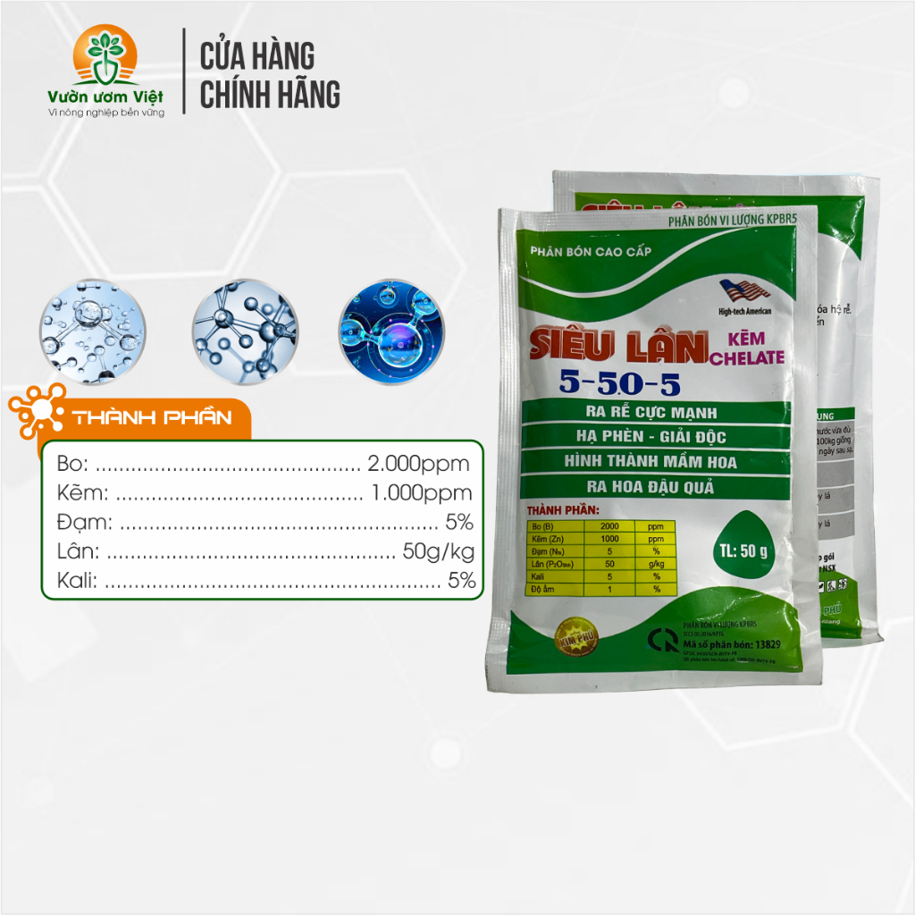 Phân bón SIÊU LÂN KẼM bổ sung chelate, kích thích ra hoa, ra rễ cực mạnh, bổ sung vi lượng - 50gr