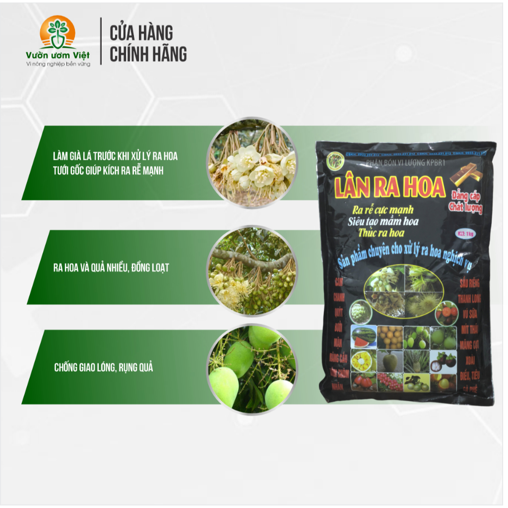Phân bón LÂN RA HOA chuyên tạo mầm hoa, kích ra hoa, dưỡng hoa đẹp, khỏe, hạn chế rụng hoa - 1kg