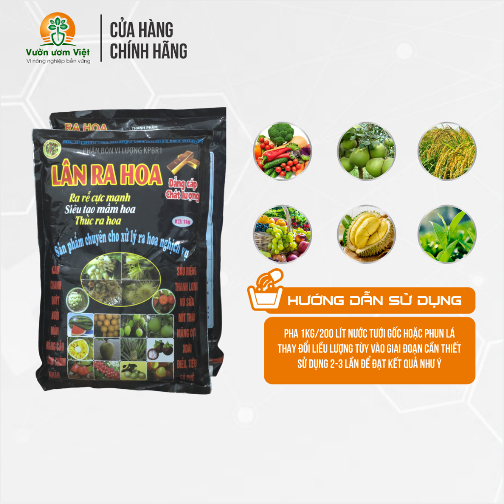 Phân bón LÂN RA HOA chuyên tạo mầm hoa, kích ra hoa, dưỡng hoa đẹp, khỏe, hạn chế rụng hoa - 1kg
