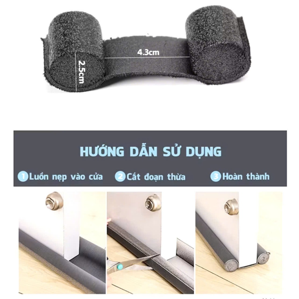 TẤM CHẶN CỬA-NẸP XỐP - Thanh Nẹp Mút Xốp 95cm Chặn Khe Cửa Chống Côn Trùng- Tiếng Ồn- Gió Lùa- Gió Điều Hòa- Bụi Bẩn