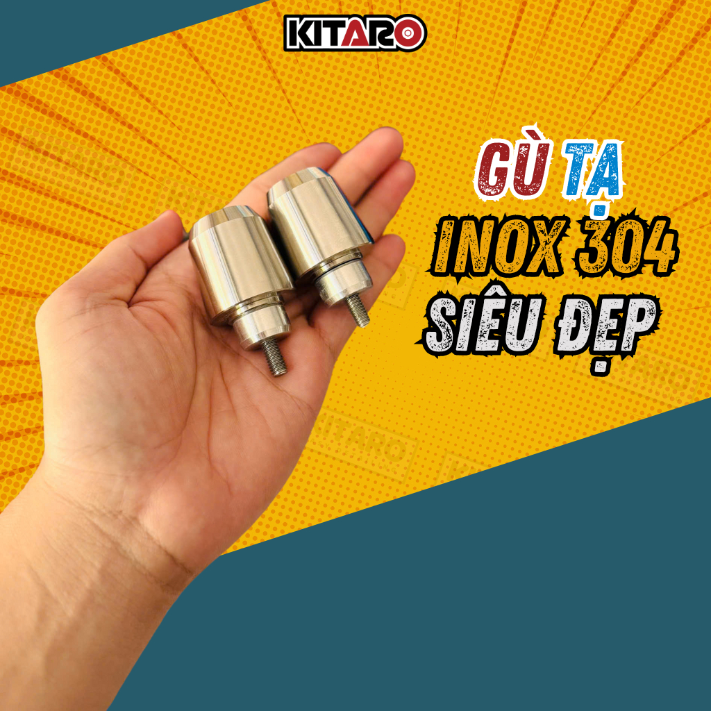Gù tay lái xe máy nguyên khối INOX 304, chống rung, sáng bóng siêu đẹp ...